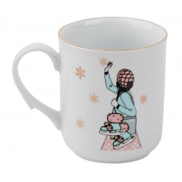 Чашка Девушка с коньками (розово-голубая)